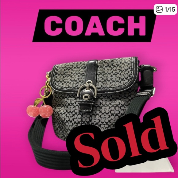 Coach Handbags - Vintage Coach soho shoulder bag Signature Black and Gray Crossbody Bag